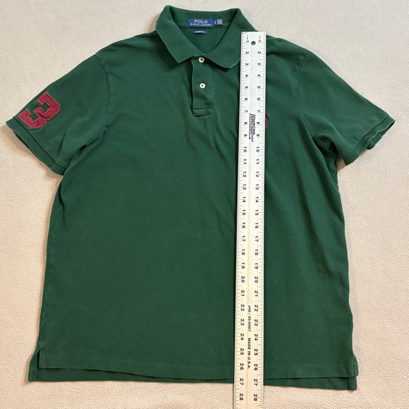 Polo Ralph Lauren Mens Big Pony Polo Shirt Green Red Classic Fit Large LG - Picture 8 of 10